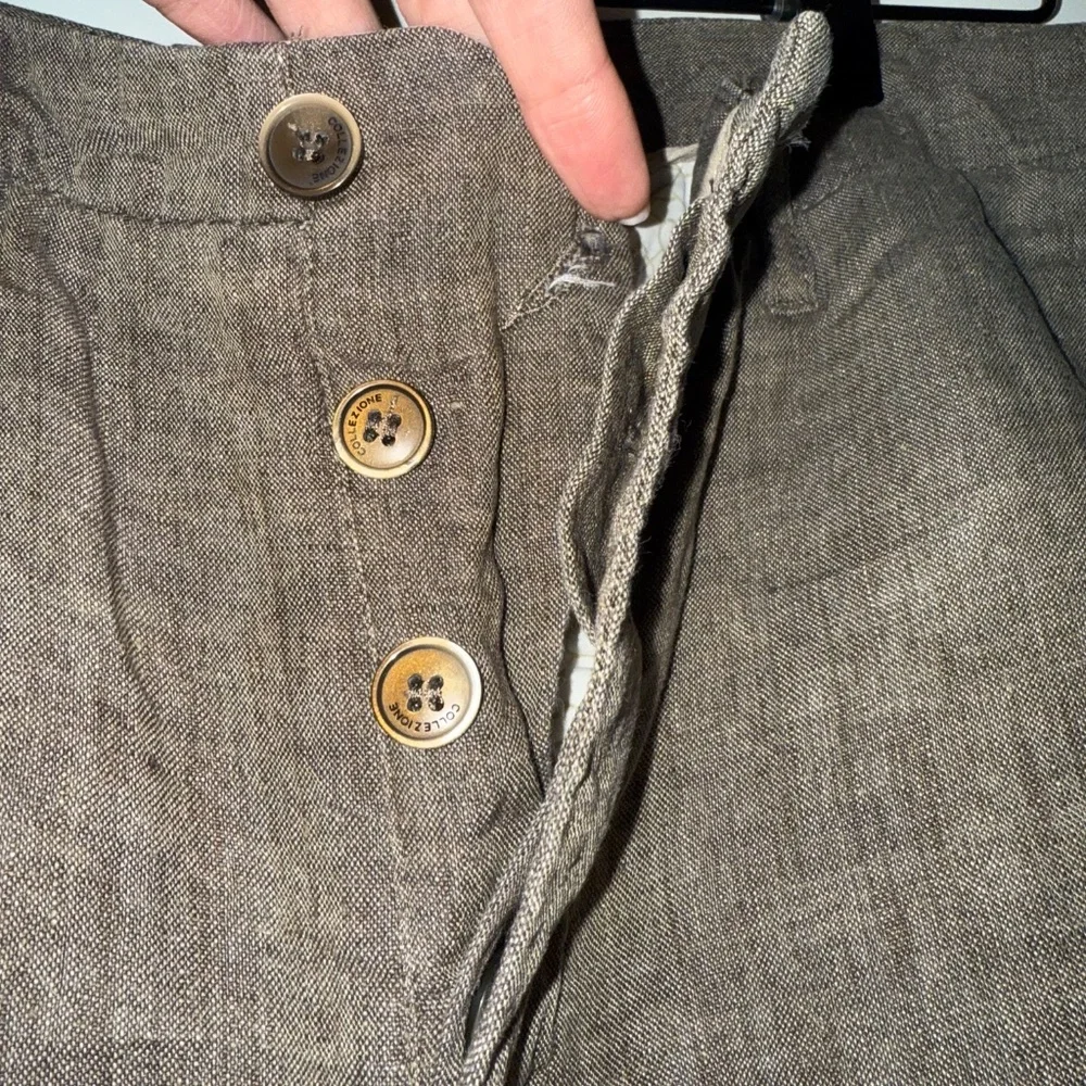 Marks and Spencer Collezione Brown Grey Linen Pants